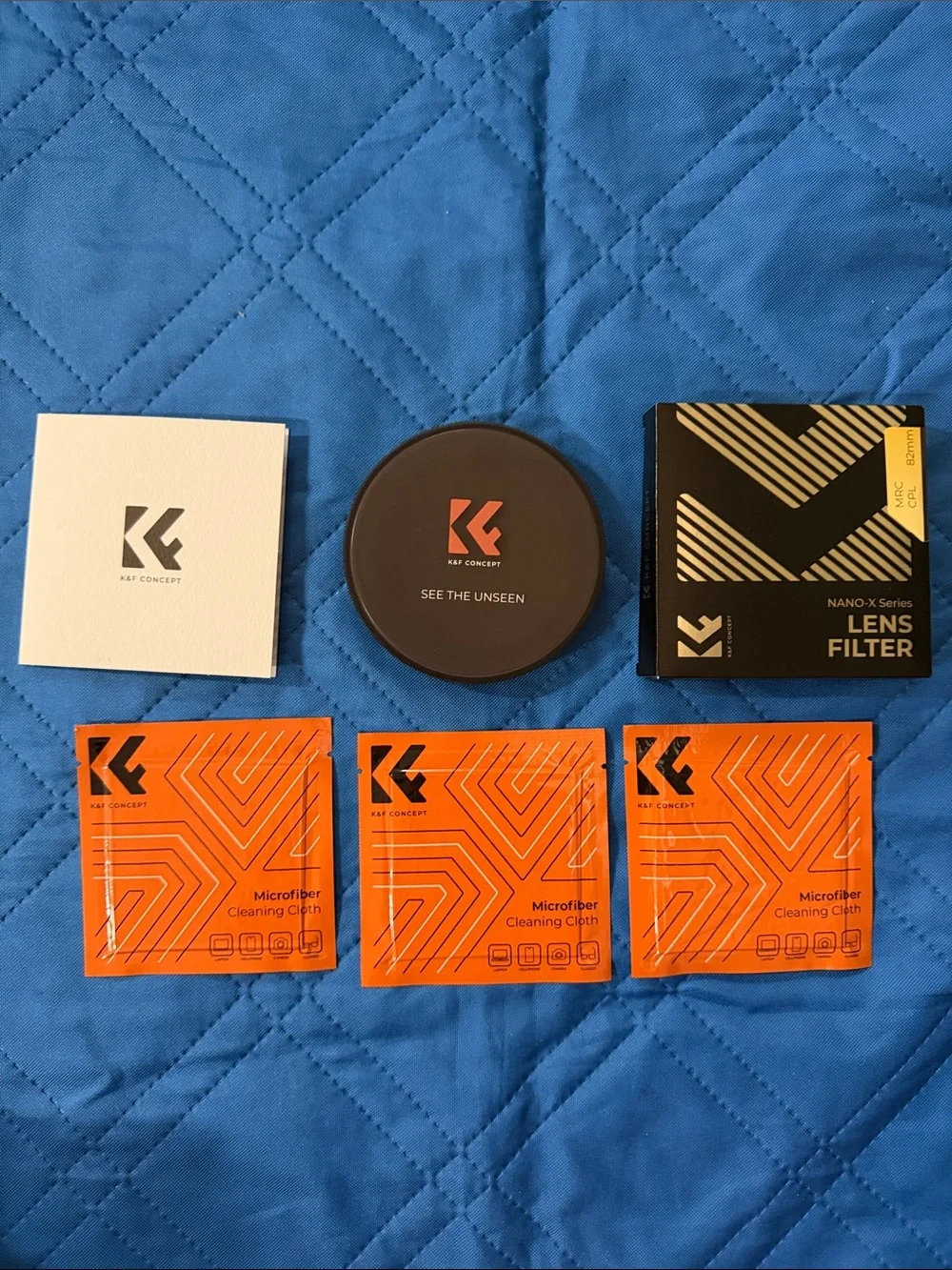 Blue Lens Filter Kit with Orange Microfiber Cloths